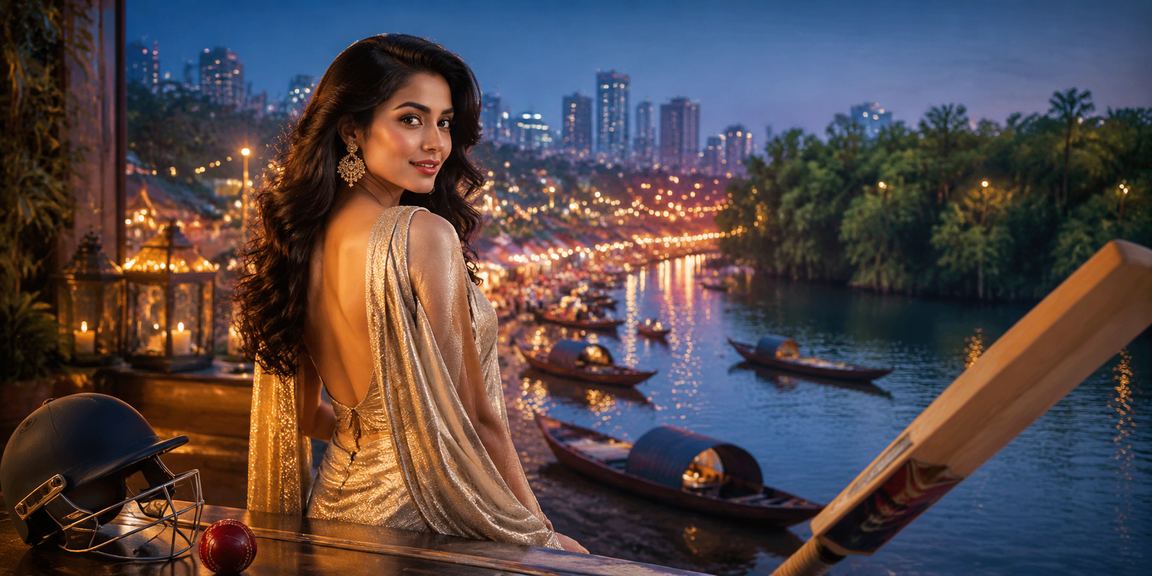 সুন্দরবন এলাকার কাছে একজন ক্রিকেটপ্রেমী মাঠের পাশে বসে মোবাইলে ম্যাচ ফলো করছেন
